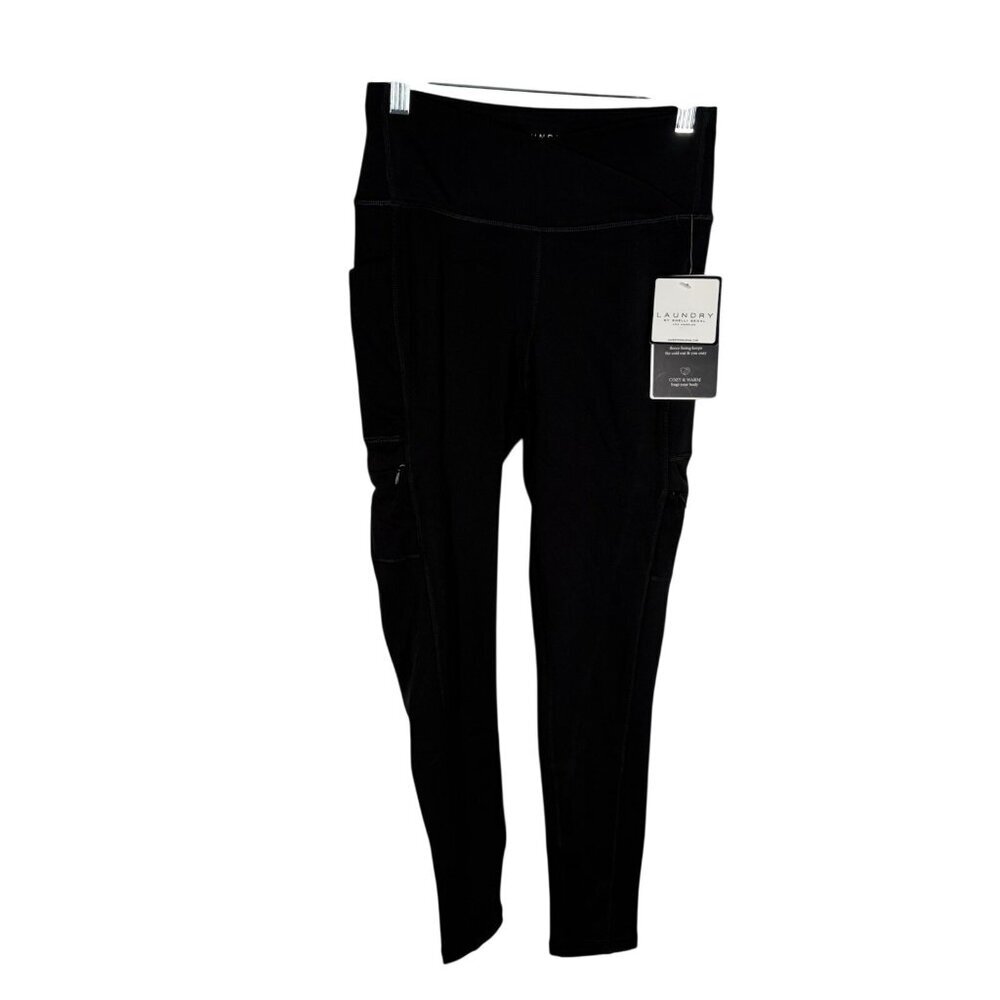 Laundry Shelli Segal Women S Black Cross Over Fleece Lined Cargo Legging NWT